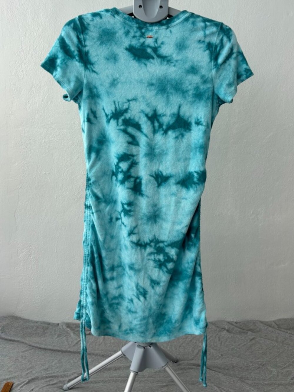 PINK Victoria's Secret Womens Teal Tie Dye Terry Cloth Ruched Side Mini Dress M